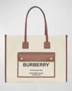 Image 1 of 5: Burberry Smooth Leather & Canvas Pocket East-West Tote Bag