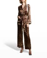 Image 4 of 5: Dolce&Gabbana Belted Leopard-Print Pajama Shirt
