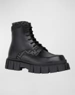 Image 2 of 3: Fendi Men's Force FF Leather Lug-Sole Combat Boots