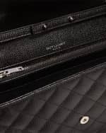 Image 4 of 5: Saint Laurent Envelope Triquilt YSL Wallet on Chain in Grained Leather