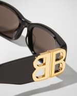 Image 5 of 5: Balenciaga Logo Rectangle Acetate Sunglasses