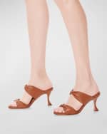 Image 2 of 5: Aquazzura Twist Two-Band Slide Sandals
