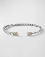 Image 1 of 4: David Yurman 3mm Petite Helena Bracelet with Diamonds and 18K Gold in Silver