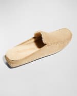Image 4 of 5: Manolo Blahnik Men's Crawford Suede Shearling-Lined Mules
