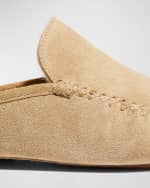 Image 3 of 5: Manolo Blahnik Men's Crawford Suede Shearling-Lined Mules