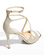 Image 4 of 5: Jimmy Choo Azia Glitter Ankle-Strap Sandals