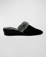 Image 2 of 3: Jacques Levine Suede & Faux Shearling Slippers
