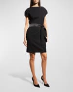 Image 4 of 5: Emporio Armani Zip-Neck Milano Jersey Midi Dress