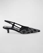 Image 1 of 4: Gucci Tom Crystal GG Mesh Slingback Pumps
