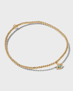 Image 3 of 4: Sydney Evan 2mm Gold Bead Bracelet with Diamond Bezel Evil Eye Charm