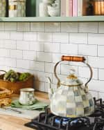 Image 2 of 3: MacKenzie-Childs Sterling Check Tea Kettle, 3qt.