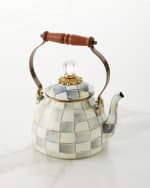 Image 1 of 4: MacKenzie-Childs Sterling Check Tea Kettle, 2qt.