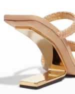 Image 3 of 5: Cult Gaia Rene Woven Cantilevered Heel Sandals