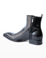 Image 4 of 5: Jo Ghost Men's Floral Laser-Print Button Ankle Boots