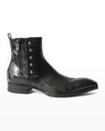 Image 1 of 5: Jo Ghost Men's Floral Laser-Print Button Ankle Boots