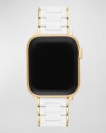 Image 4 of 5: MICHELE Apple Watch 3-Link Bracelet Strap in White Silicone