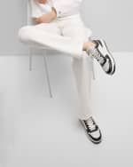 Image 2 of 6: Prada Bicolor Leather Low-Top Court Sneakers