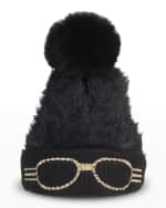 Image 2 of 3: Bling2o Kid's Rhinestone Embellished Faux-Fur Night Skiing Hat