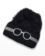 Image 3 of 3: Bling2o Kid's Rhinestone Embellished Faux-Fur Night Skiing Hat