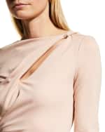 Image 5 of 5: Giorgio Armani Asymmetric Twist-Keyhole Jersey Midi Dress