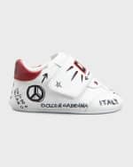 Image 1 of 5: Dolce&Gabbana Kid's Prewalker DG Graffiti Logo Sneakers, Newborn-9M