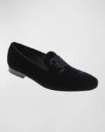 Image 2 of 5: John Galliano Paris Men's Logo Velvet Loafers