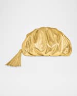 Image 1 of 6: Rebecca Minkoff Ruched Metallic Zip Clutch Bag