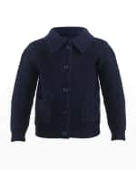 Image 1 of 2: Rachel Riley Boy's Moss Stitch Ribbed Collared Cardigan, Size 3M-4T