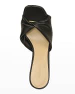 Image 5 of 5: Veronica Beard Melli Twist Leather Kitten-Heel Sandals