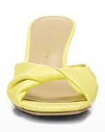 Image 3 of 5: Veronica Beard Melli Twist Leather Kitten-Heel Sandals