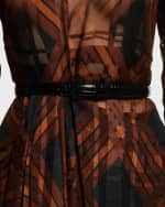 Image 2 of 2: Saint Laurent YSL Tonal Croc-Embossed Skinny Belt