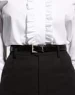 Image 2 of 2: Saint Laurent YSL Moc-Croc Skinny Belt