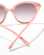 Image 5 of 5: Gucci Round Marble Acetate Sunglasses
