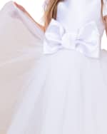 Image 2 of 5: White Label by Zoe Girl's Elizabeth Satin Bow Tulle Dress, Size 2-12