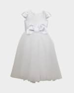 Image 1 of 5: White Label by Zoe Girl's Elizabeth Satin Bow Tulle Dress, Size 2-12