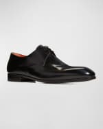 Image 2 of 5: Santoni Men's Shiny Leather Dress Oxfords