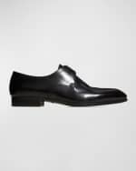 Image 1 of 5: Santoni Men's Shiny Leather Dress Oxfords