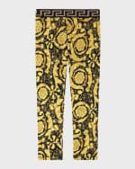Image 1 of 3: Versace Girl's Barocco & Greca-Print Leggings, Size 4-6