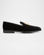 Image 1 of 6: Dolce&Gabbana Men's Logo Velvet Dress Loafers