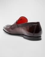 Image 3 of 5: Santoni Men's Door Burnished Leather Penny Loafers