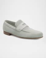 Image 2 of 4: John Lobb Men's Soft Suede Penny Loafers