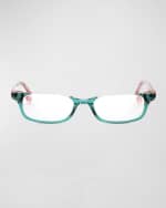 Image 2 of 3: Eyebobs What Inheritance Semi-Rimless Rectangle Acetate Reader Glasses