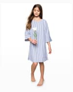 Image 2 of 3: Petite Plume Girl's Striped Cotton-Blend Caftan, Size 6M-12