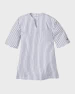 Image 1 of 3: Petite Plume Girl's Striped Cotton-Blend Caftan, Size 6M-12