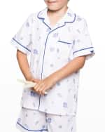 Image 3 of 3: Petite Plume Girl's Suffolk Seashells 2-Piece Pajama Set, Size 6M-14