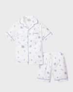 Image 1 of 3: Petite Plume Girl's Suffolk Seashells 2-Piece Pajama Set, Size 6M-14
