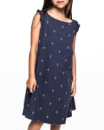 Image 3 of 3: Petite Plume Girl's Amelie Portsmouth Anchor-Print Nightgown, Size 6M-14