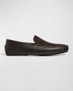 Image 1 of 5: Manolo Blahnik Men's Mayfair Suede-Leather Loafers