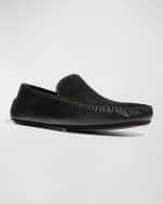 Image 2 of 5: Manolo Blahnik Men's Mayfair Suede-Leather Loafers
