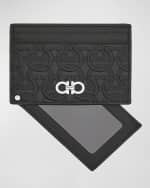 Image 3 of 4: Ferragamo Men's Travel Gancini-Embossed Leather Swivel Card Case